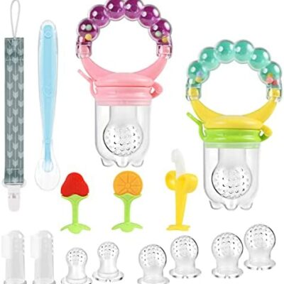 Vicloon Tétine grignoteuse pour bébé, tétine sans BPA pour fruits, légumes, purée, cadeaux pour nouveau-nés filles garçons (violet + vert)