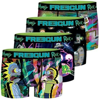 FREEGUN Rick et Morty Boxer en microfibre pour homme (paquet de 4)