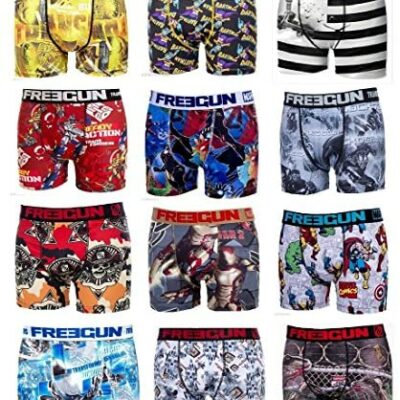 Freegun Lot de 9 boxers pour homme avec 9 motifs différents en fonction de l'arrivée, multicolore, M