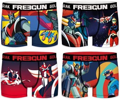 Freegun - Lot de 4 Boxers Fantaisie Homme Microfibre Confort - Disney - Marvel - Looney Tunes - Dragon Ball Z - Star Wars - Pokemon - Mario - Tsubasa - Stormtroopers