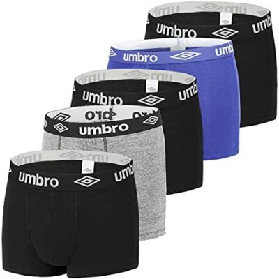 UMBRO Boxer Homme, 100% Coton, Boxer Homme, Durable, Naturel (Lot de 5)