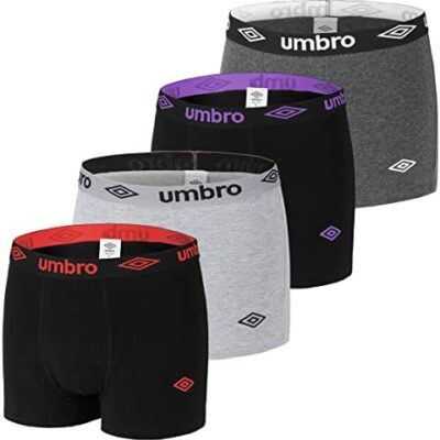 UMBRO Lot de 4 boxers en coton pour homme