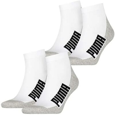 PUMA BWT Unisexe 4 Paires de Chaussettes Basses Noir/Blanc/Bleu/Rose 35-38 39-42 43-46 83% Coton