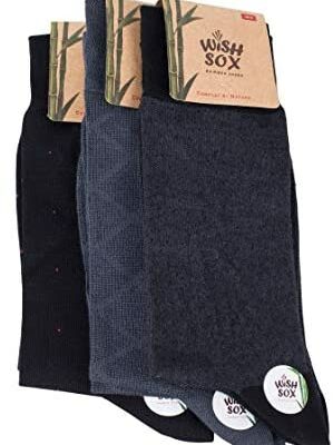 Wishsox Chaussettes en bambou pour homme, résistantes à la transpiration et aux odeurs, lot de 3