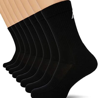 FM London Lot de 8 paires de chaussettes de sport rembourrées avec renfort supplémentaire, antidérapantes, élastiques