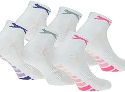 Slazenger Lot de 6 paires de chaussettes pour femme, cheville haute, assise plantaire en éponge, coton peigné