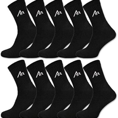 sockenkauf24 i1R 10 paires de chaussettes de sport en coton noir ou blanc