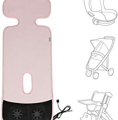 KUMADAI Coussin de siège de poussette universel Ventilateur de refroidissement Housse de siège de voiture pour bébé Coussin de siège respirant et anti-transpiration pour chaise haute, siège de voiture pour bébé, rose, S