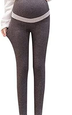 Chaconak Leggings de Maternité Printemps et Automne Taille Haute Pantalon de Maternité Sports Jogging Yoga Casual Grande Taille Leggings Femmes Femmes Enceintes Couleur Unie Chic Élégant