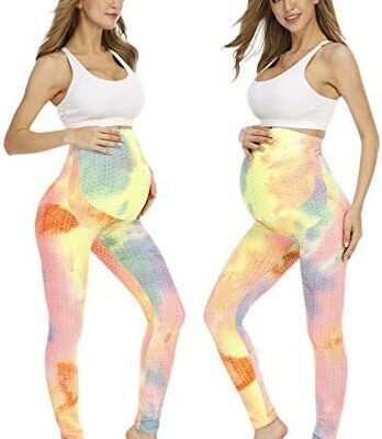 Chaconak Maternité Yoga Pantalon Tie Dye Maternité Leggings Stretch Sport Workout Yoga Pantalon Chic Élégant Maternité Jogging Pantalon De Jogging