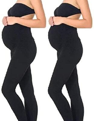 Chaconka Lot de 2 leggings de maternité sans couture Leggings de maternité décontractés de maternité Pantalons de yoga Pantalons de maternité extensibles