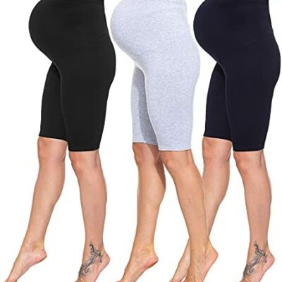 Sibinulo Femmes Maternité Leggings Coton Maternité Leggings Grossesse et Maternité Leggings Shorts Grossesse Multi Taille Sports