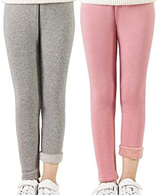 Adorel Girls Winter Fleece Leggings Cotton Pants Lot de 2