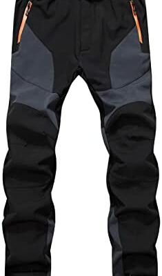 Vober​​ry Pantalon de randonnée Softshell imperméable pour homme - Coupe-vent et chaud - Pantalon d'hiver en polaire - Parfait pour la randonnée, la randonnée, le ski et l'hiver