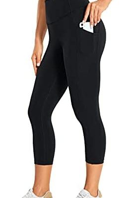 CRZ YOGA Legging de Sport Brossé Nude Brossé pour Femme Pantalon de Yoga Ceinture Haute Poche-48cm