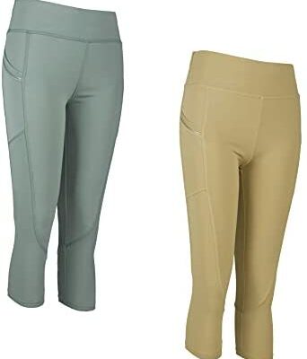 F&P Legging athlétique 3/4 pour femme avec poches Pantalon de yoga Short Workout Yoga Leggings Athlétique Leggings (9701-Combo3