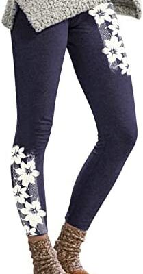 Dasongff Leggings doublés en polaire thermique pour femme Pantalon thermique d'hiver Taille haute imprimé Boho Hiver Mode Casual Leggings Span Motif ethnique Pantalon thermique