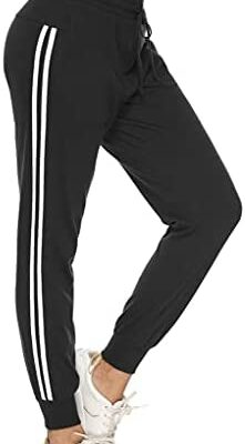 Pantalon de Jogging Femme 100% Coton Pantalon de Jogging Femme Rayé Pantalon de Jogging Femme Pantalon de Jogging Femme avec Poches Running Fitness Training Yoga