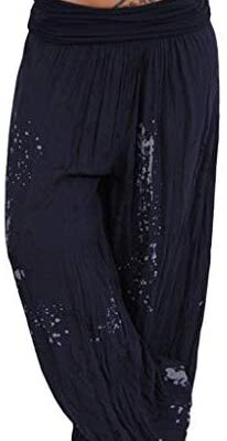 WWricotta Pantalon fluide à taille élastique pour femme - Grand imprimé floral Pantalon pour femme Taille élastique Pantalon de détente Pantalon de survêtement Pantalon de poche pour femme