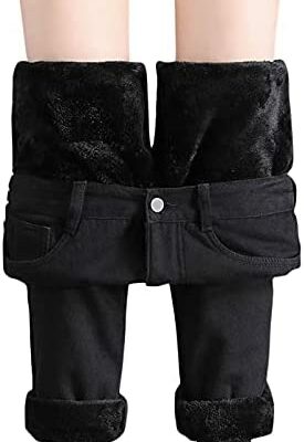 Dasongff Legging en jean thermique d'hiver taille haute pour femme - Pantalon épais et fin en polaire thermique à la cheville