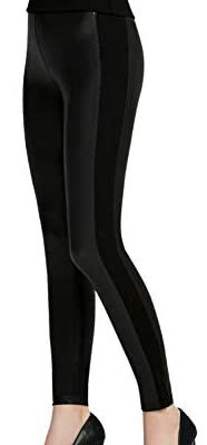 Everbellus Legging en similicuir sexy pour femme Noir