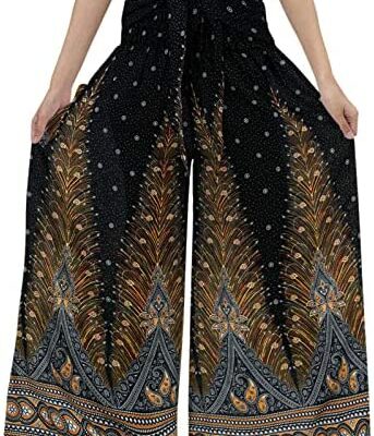 Fulidngzg Pantalon en lin pour femme avec poches et imprimés Pantalon ample grande taille Pantalon sarouel en lin d'été léger Pantalon décontracté