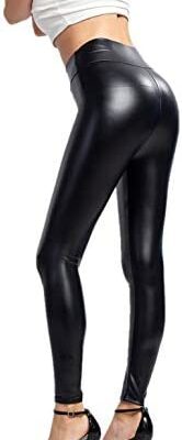 Legging Rembourré Femme - Cuir Synthétique - Taille Haute