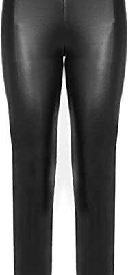 SKYWPOJU Legging Longueur Cheville avec Ceinture Haute - Faux Cuir Latex Sexy - Mat Humide et Brillant