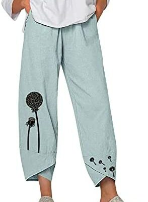 WWricotta Pantalon en lin d'été pour femme - Pantalon à jambes larges Pantalon de sport Slim Fit Noir Original moderne Pantalon ample pour femme Pantalon de yoga Resort