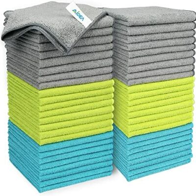 AIDEA Lot de 50 Chiffons de Nettoyage en Microfibre, Chiffons Ménagers en Microfibre Plus Doux, Plus Absorbants, Non Pelucheux pour la Maison, la Cuisine, la Voiture, les Fenêtres et les Fenêtres 30 x 30 cm