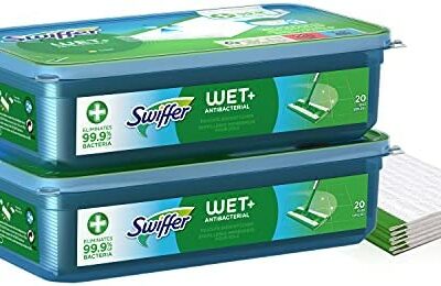 Lingettes Swiffer, 40 pièces (20x2), lingettes nettoyantes Swiffer Mop, aspirateur, piège à poussière et saleté