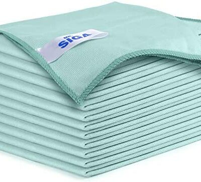 MR.SIGA Chiffon en Microfibre pour Verre, Lavable en Machine, Lot de 12, Dimensions 35 x 40 cm (13,7" x 15,7")