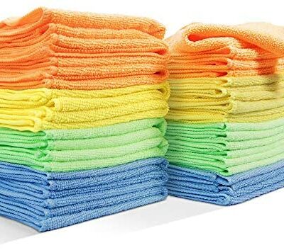 Masthome Lot de 24 Chiffons Microfibre, Chiffons de Nettoyage en Microfibre 4 Couleurs pour Maison, Hôtel, Bureau, Dimensions : 40 x 30 cm