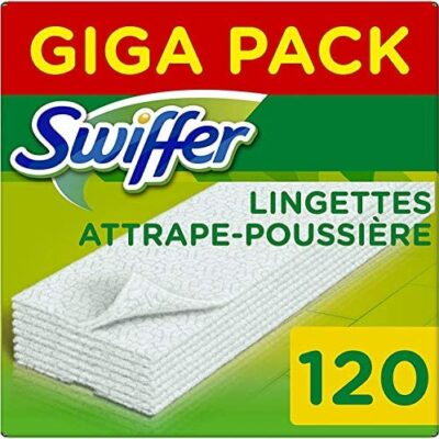 Recharge de lingettes sèches Swiffer, 3 x 40 (120) lingettes de nettoyage pour balais Swiffer, attrape et retient la poussière