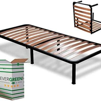 Evergreenweb - Sommier Pliant Orthopédique Hauteur 35 cm - Sommier à Lattes en Bois Renforcé - Avec 6 Pieds Amovibles (80x190 cm)