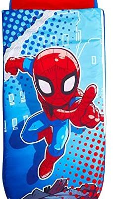 Worlds Apart Marvel Superheroes Spider-Man Junior ReadyBed - Lit Gonflable pour Enfants avec Sac de Couchage Intégré, Multicolore, Dimensions : (L) 150 x (L) 62 x (H) 20 cm