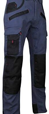 LMA Workwear Briquet 1559 Pantalon Bicolore avec Poches Genoux Taille 46 Bleu Foncé/Noir