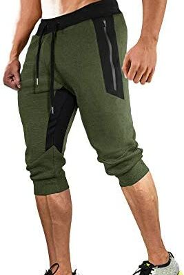 MAGCOMSEN Pantalon court décontracté pour homme Pantalon de survêtement 3/4 Pantalon de survêtement court Poches zippées Pantalon de survêtement Ceintures élastiques