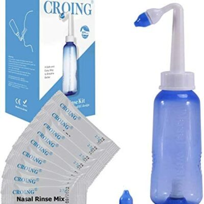 CROING - Flacon 300ml + 120 Sachets Sels Nasaux - Rinçage Nasal - Kit Rinçage Sinus / Kit Rinçage Sinus / Rinçage Nasal - Rinçage Nasal / Neti Pot - Rinçage Nasal