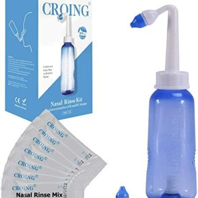 CROING - Flacon 300ml + 80 Sachets Sels Nasaux - Kit Rinçage Nasal / Kit Rinçage Sinus / Kit Rinçage Sinus / Rinçage Nasal / Rinçage Nasal / Neti Pot - Rinçage Nasal