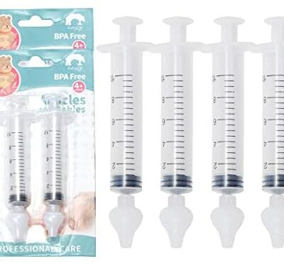 Seringue nasale pour bébé, lot de 4 seringues nasales pour bébé 10 ml, seringue professionnelle en silicone pour lavage nasal pour bébé, seringue nasale pour bébé avec buse réutilisable et nettoyable