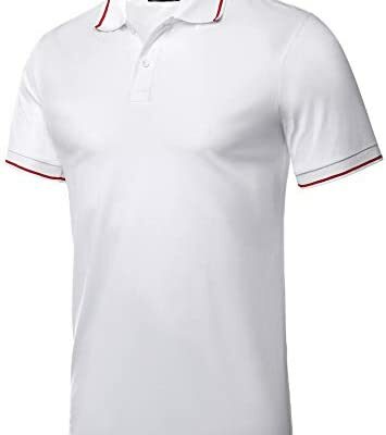 Sykooria Polo Homme Manches Courtes Col Rayé Fitness Tee 100% Coton Boutons Polo Décontracté Sport Homme Été S-XXL