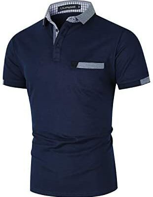 LIUPMWE Polo à manches courtes pour homme en coton décontracté avec panneau de couleur