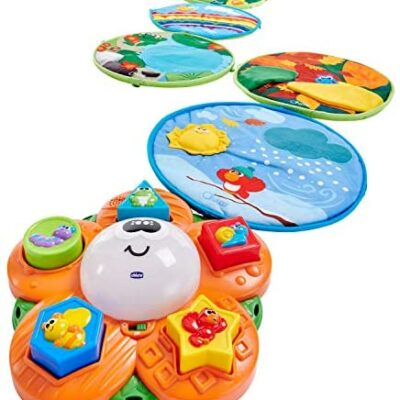 Chicco Sensory Experience Trail - Tapis de jeu électronique pour bébé et trieur de formes avec 5 coussinets souples et une fleur avec son et lumière - Jouets pour bébés et tout-petits à partir de 9 mois