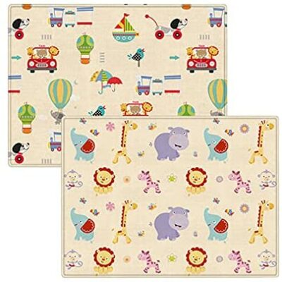 Drafly Tapis de jeu pour bébé Épaissie en mousse imperméable Tapis de jeu pour bébé Tapis rampant pour bébé Tapis de jeu en mousse Grand tapis rectangulaire pour enfants Motif de dessin animé