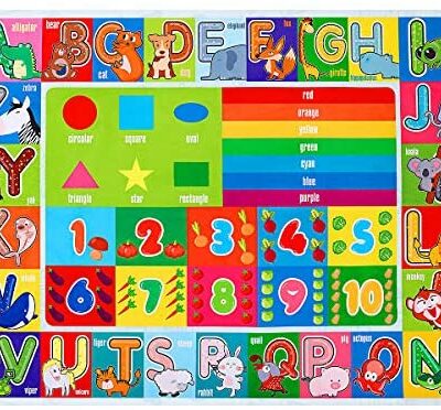 IMIKEYA Tapis de jeu pour enfants - Collection Playtime 79,9" x 150" - Lettres - Chiffres - Animaux et formes - Tapis éducatif - Tapis pour enfants - Chambre de bébé - Salle de jeux