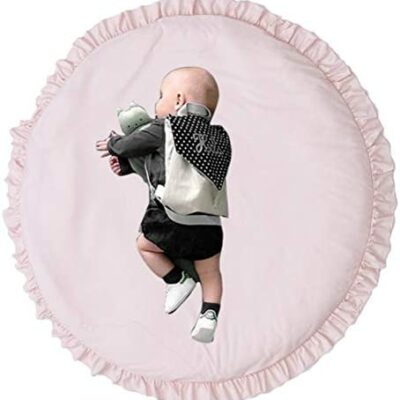 Leikance Tapis de jeu rond à volants pour bébé en coton doux 100 cm