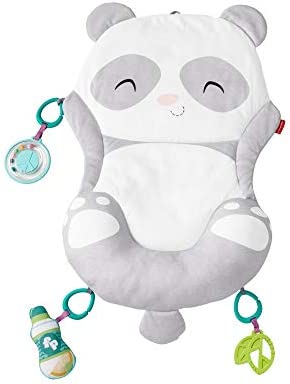 Fisher-Price Oreiller d'activité Panda en peluche avec 3 jouets amovibles, dos, ventre et position assise, dès la naissance, GJD28