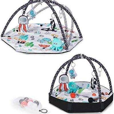 Kinderkraft Tapis de Jeu SEA LAND, Arche Ajustable, Fonction Parc, Jouet, Pour Bébés