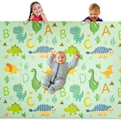 Tapis de jeu Blerk pour tout-petits et bébés, doux double face, chat d'apprentissage, pliable, antidérapant, hypoallergénique, mousse XPE pratique, étui de transport, étanche, 196 x 147 x 1 cm